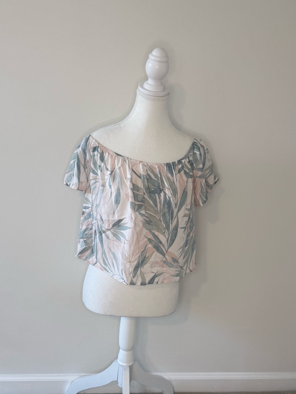 Z Supply Off The Shoulder Blouse Leaf Print
